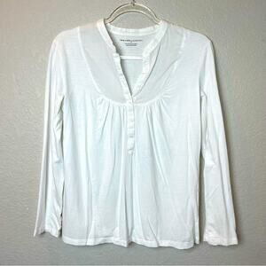 NY&CO White Modal Button Down Long Sleeve Blouse Size M